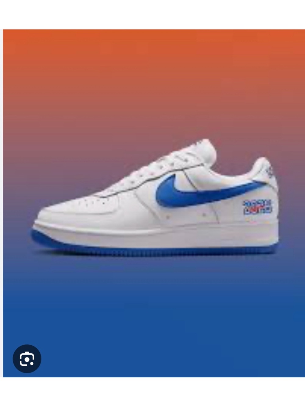 Nike White & Blue Low-Top Sneaker with Blue Swoosh